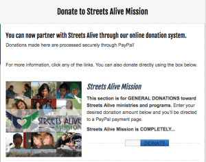 Donate to Streets Alive Mission online